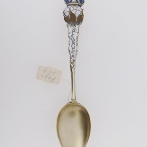 Old Enamel Figural Atlanta GA Cotton Is King Sterling Silver Souvenir Spoon
