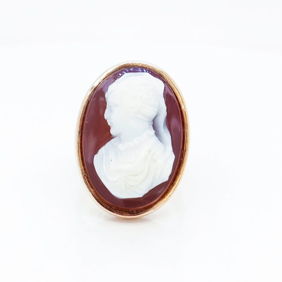 Antique Victorian 14k Gold & Carved Agate Cameo S… - image 3