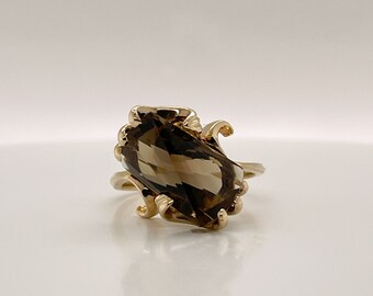 Samuel Aaron / J.M. Fox Modernist 10 Karat & Smoky Topaz Cocktail