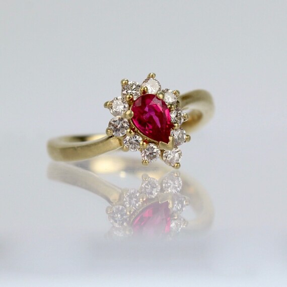 Kurt Wayne 18 Karat Gold, Ruby, and Diamond Cockt… - image 1