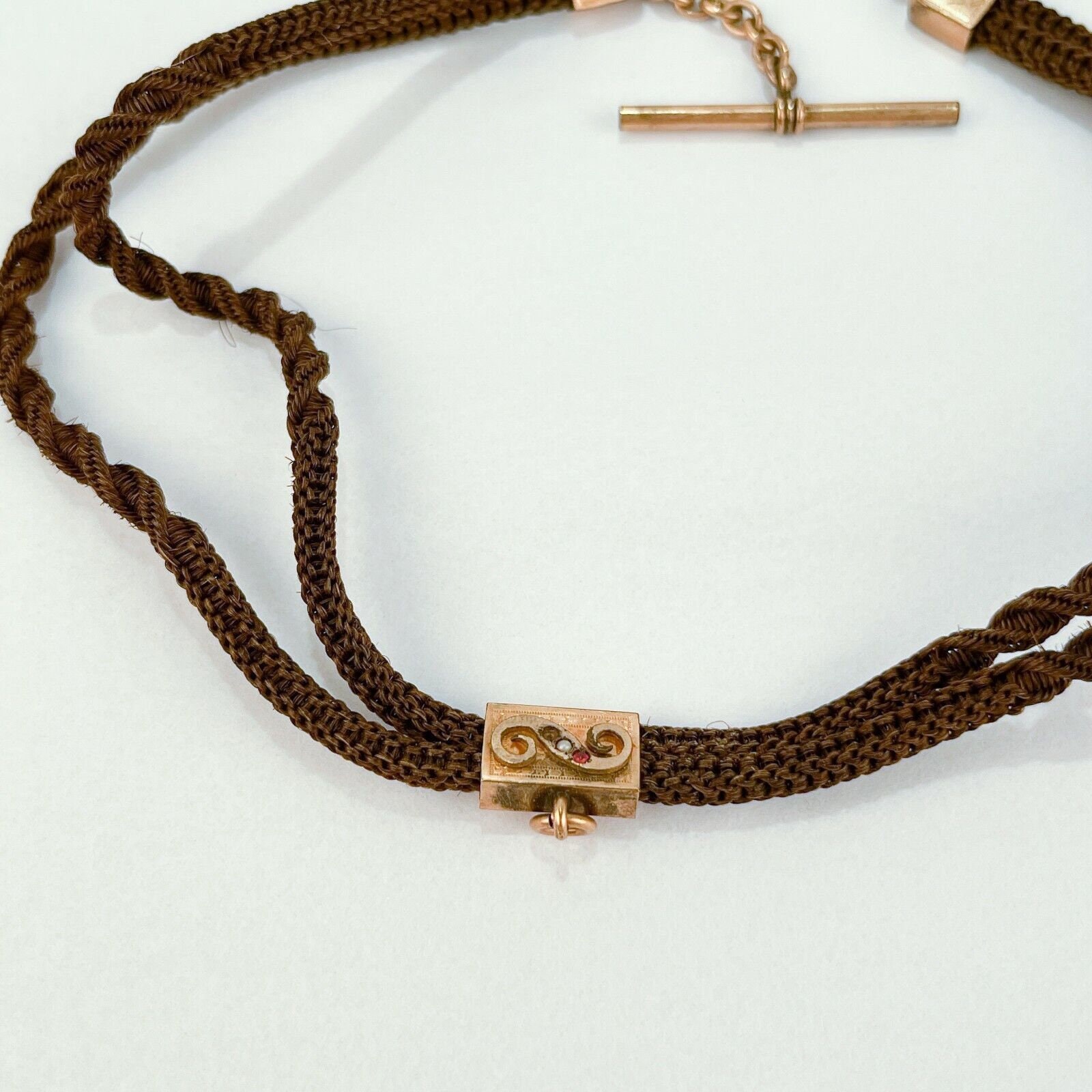Antique Victorian Braided Hair Pocket Watch Chain or Cord  display picture 3