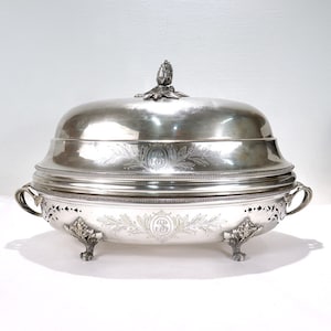 Antique Christofle Silver Plated Food Warmer / Tureen & Covered Dome