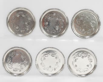 Set of 6 Georg Jensen Sterling Silver Ornamental #51 Butter Pats