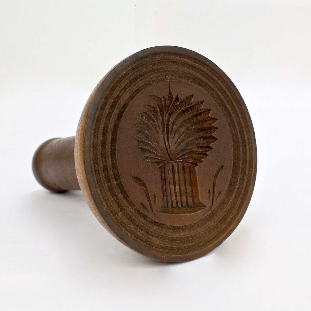 Antique Carved Wooden Sheaf of Wheat Butter Stamp Print Folk Etsy