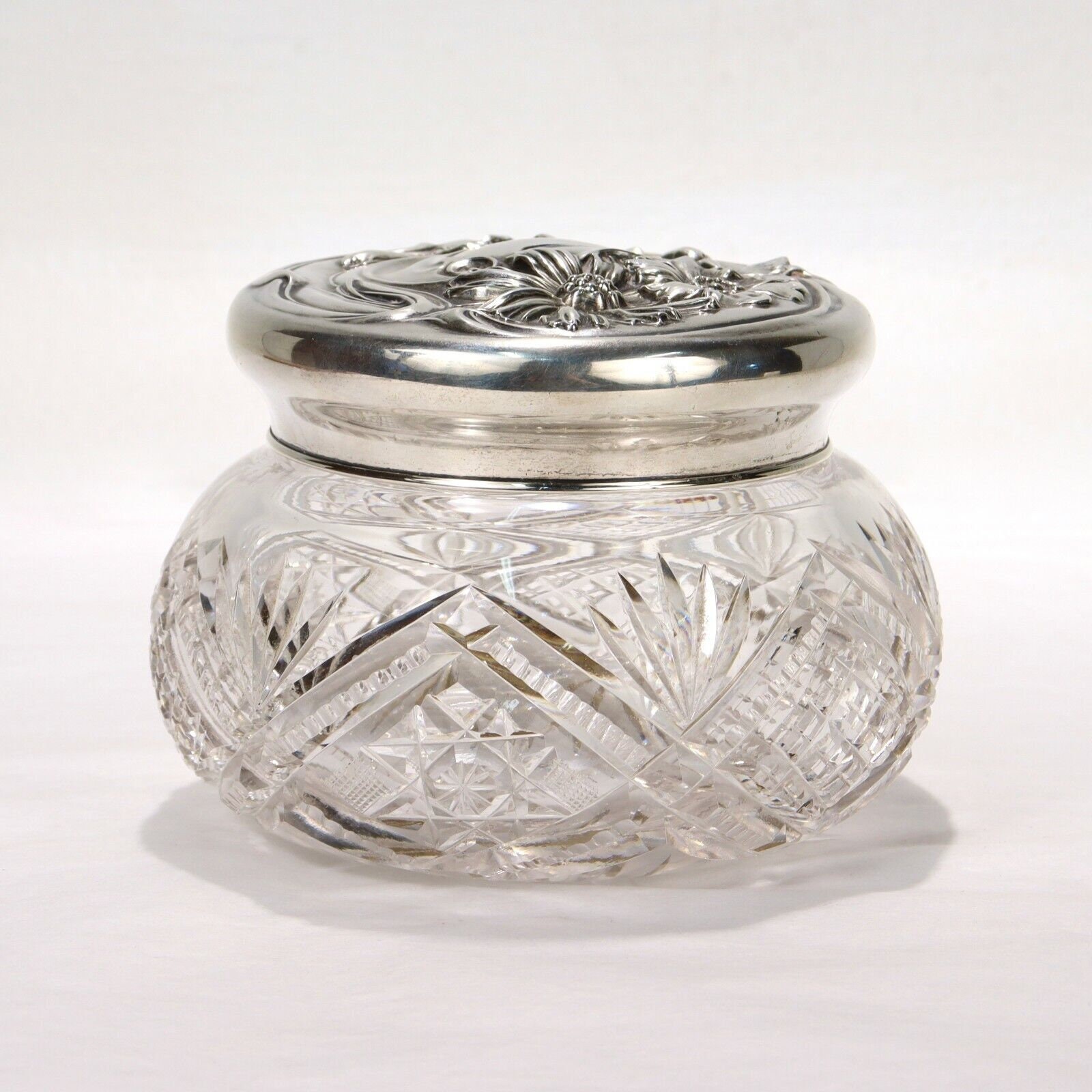 Boutons De Manchette Anciens UNGER BROS - Argent Massif .925, Camée Embossé Style Art Nouveau