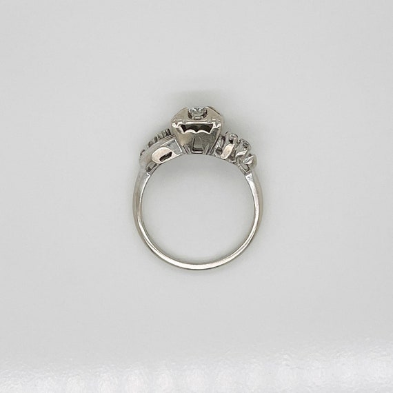 Mid-Century Retro 14k White Gold & Diamond Engage… - image 5