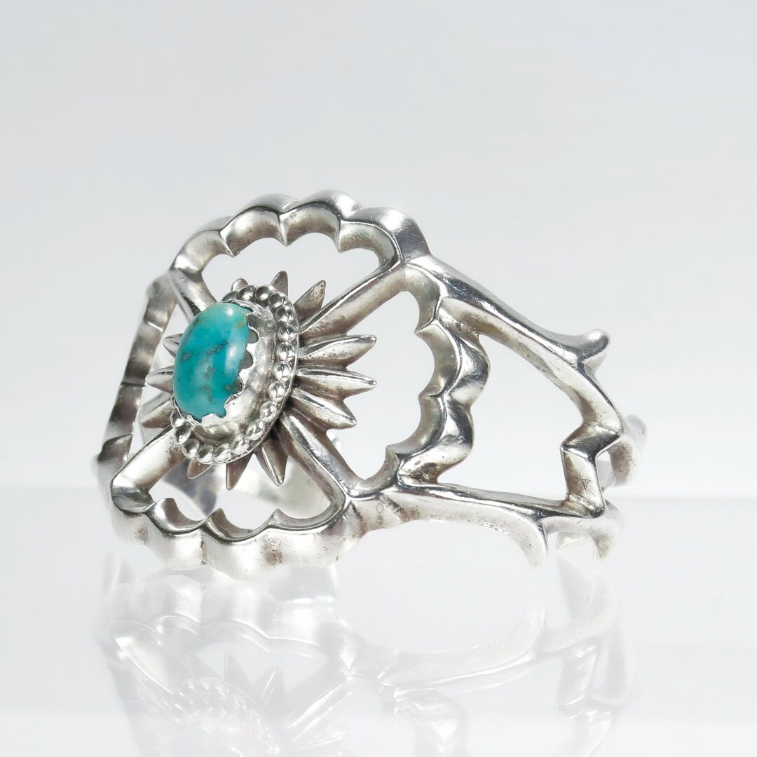 Vintage Old Pawn Navajo Silver & Turquoise Cuff Bracelet - Etsy
