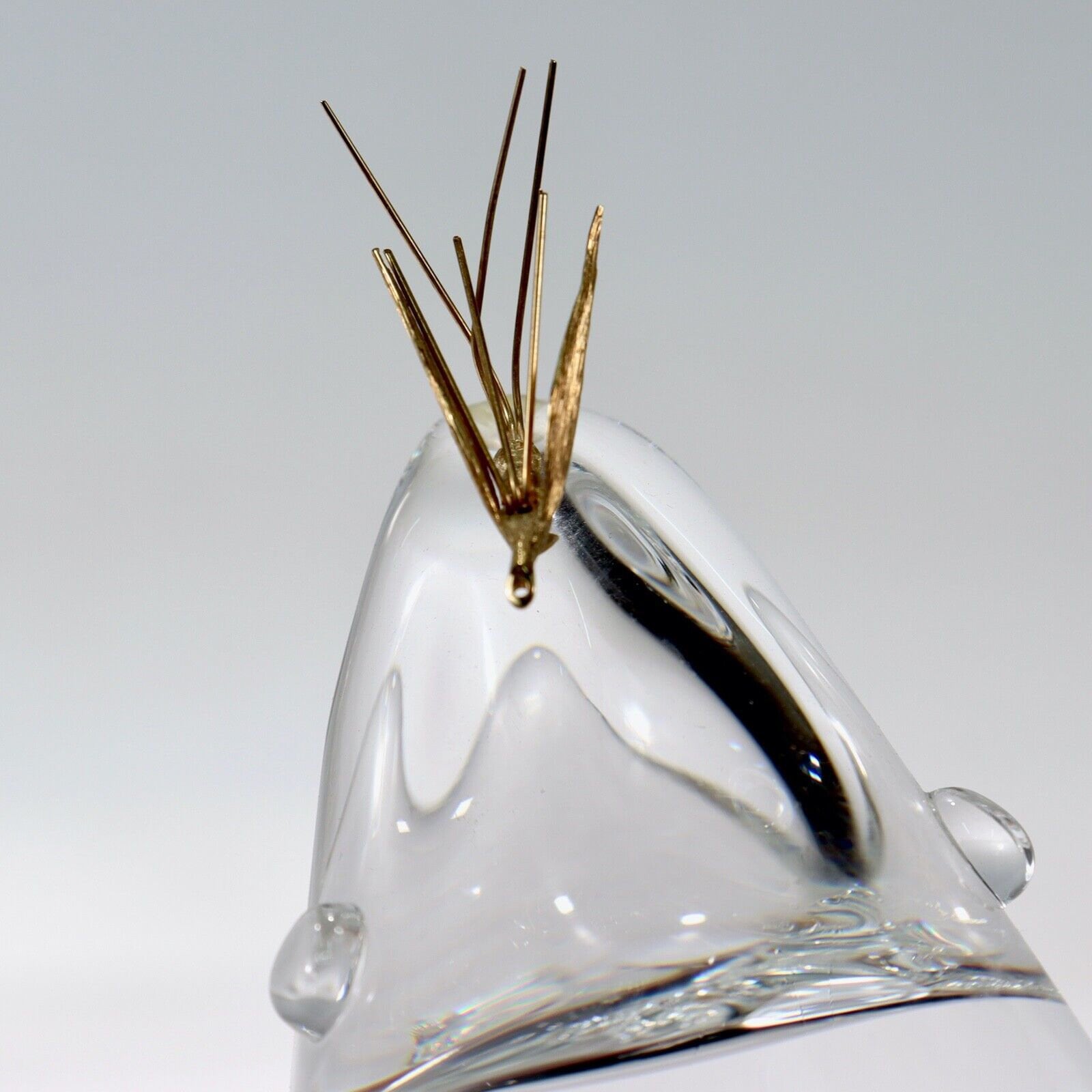 Large Steuben Art Glass Figurine of a Trout & 18k Gold Fly by