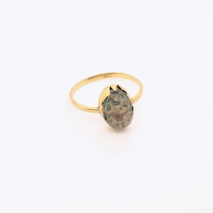Antique Egyptian Gold & Faience Pottery Scarab Ring