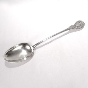 Large George III Robert Garrard I English Sterling Silver Crested Stuffing Spoon