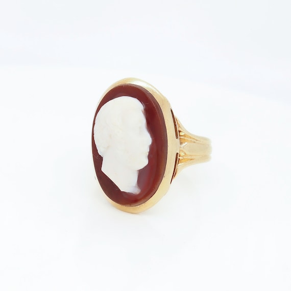 Antique Victorian 14k Gold & Carved Agate Cameo S… - image 1