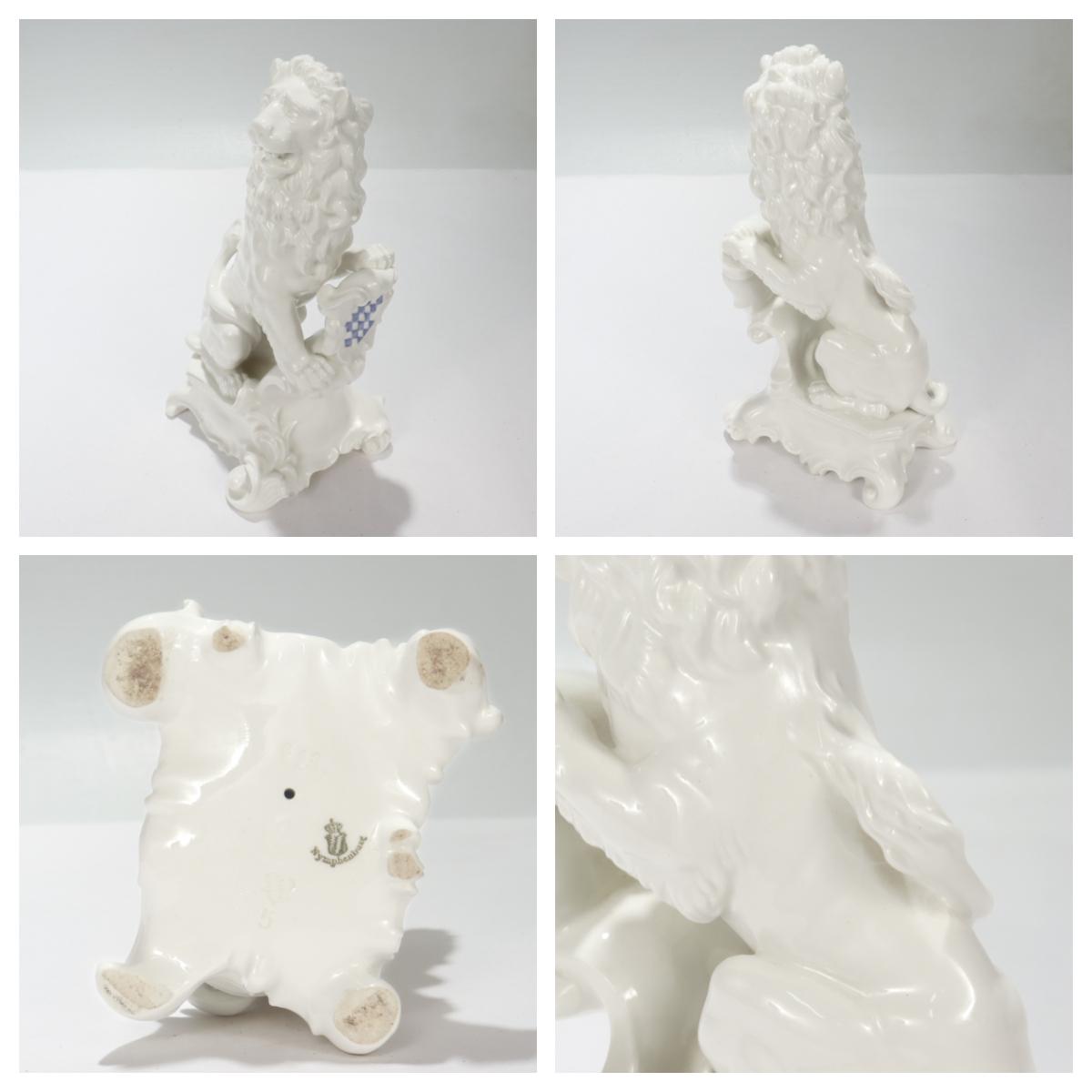 Nymphenburg Blanc De Chine Porcelain 'lion Baroque' Figurine With