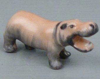 Vintage Metzler & Ortloff Miniature Hippopotamus Hippo Porcelain Figurine