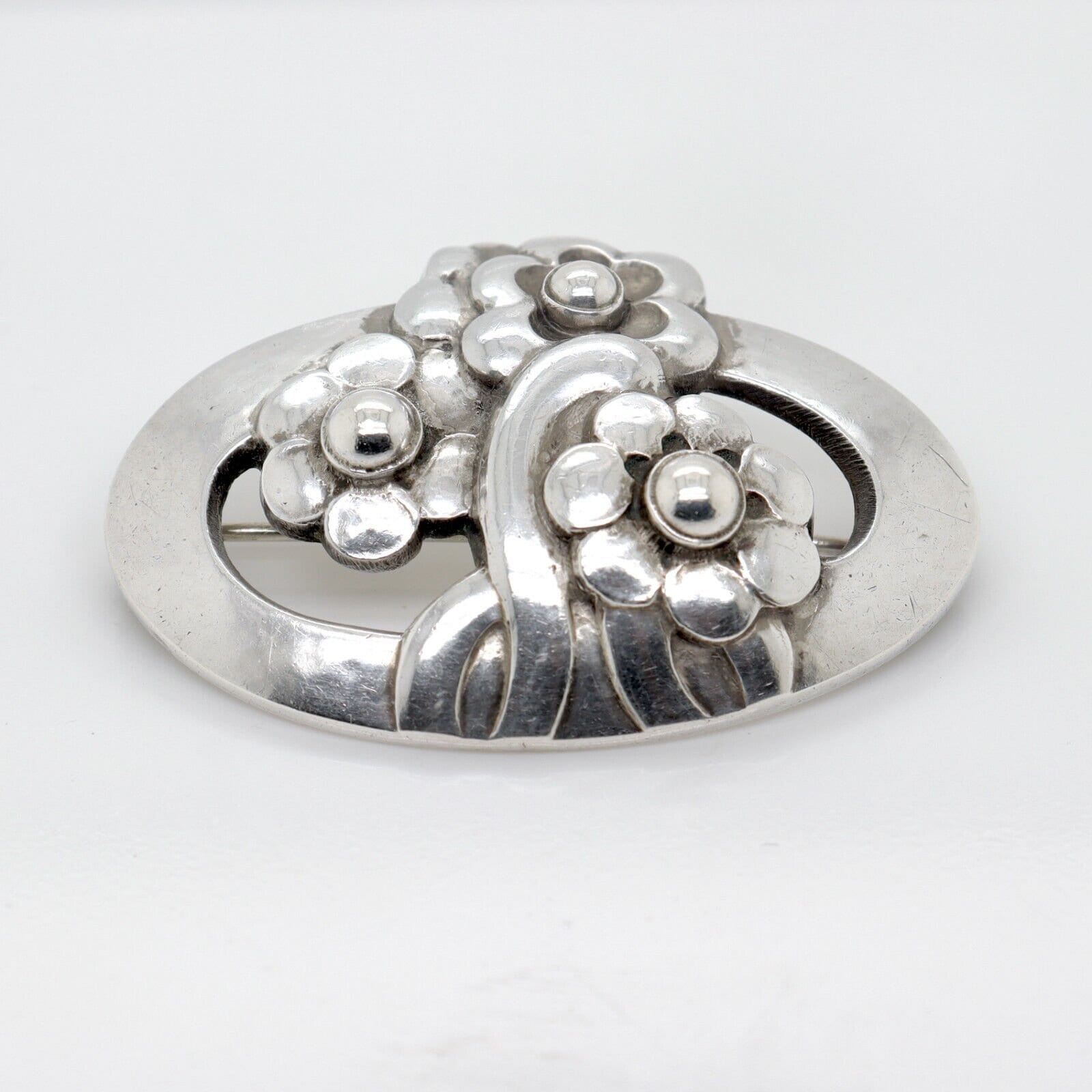 Early Georg Jensen Sterling Silver Flower Brooch No. 28, 1925-1930