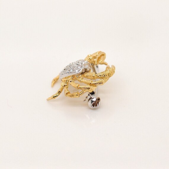 Signed Damiani 18k Gold & Diamond Crab Shaped Bro… - image 9