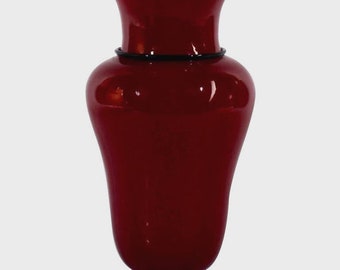 Tomaso Buzzi for Venini - Rosa e Negro - Red & Black Glass Vase Model 3321