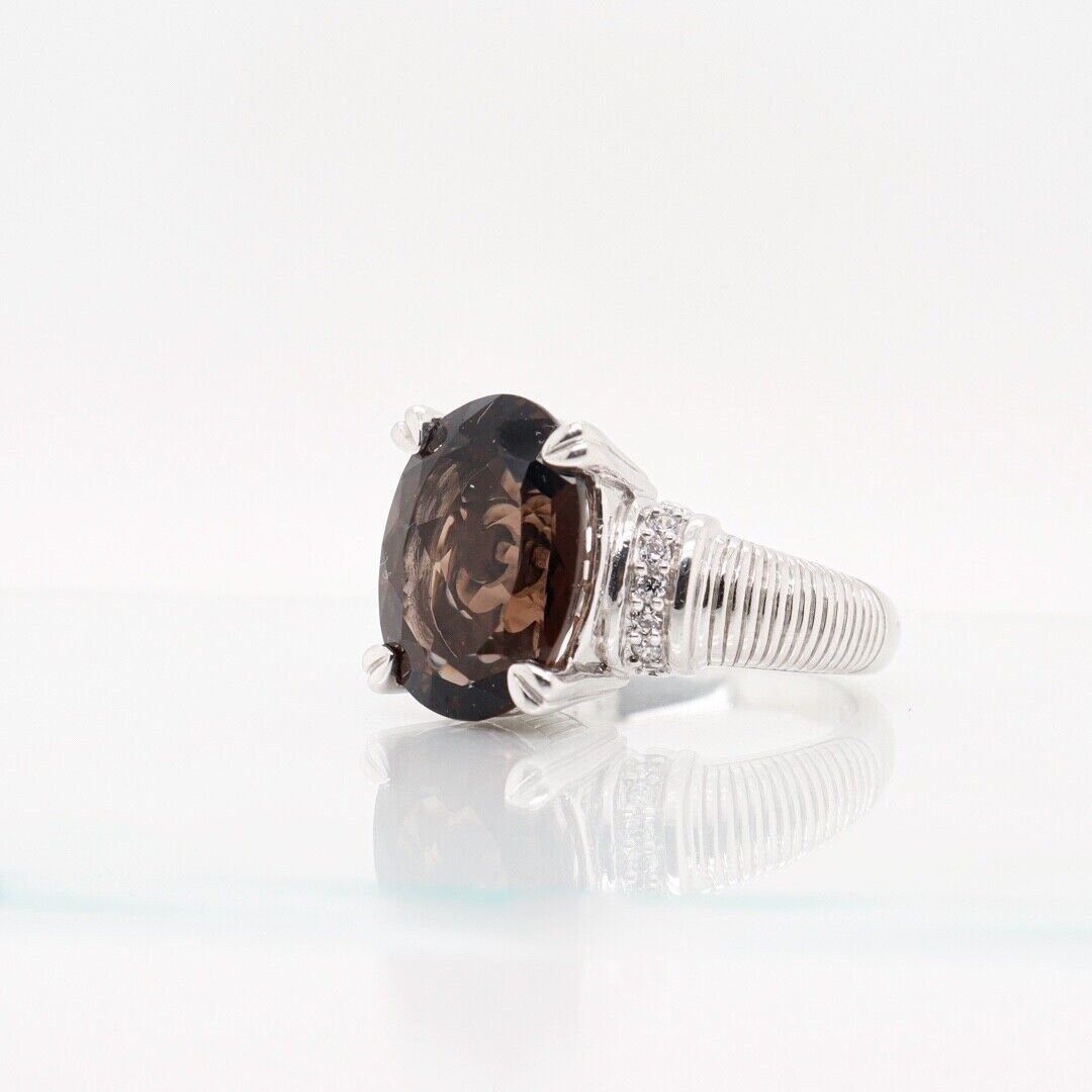 Buy Judith Ripka Sterling Silver, Smoky Quartz, Diamonique CZ Ring Online  in India