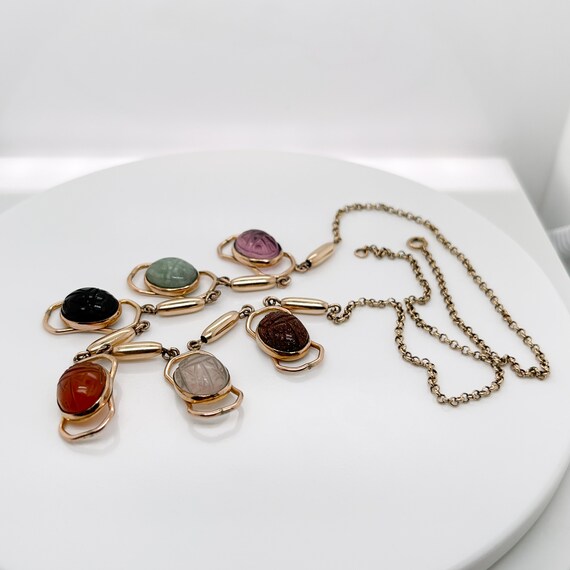 Vintage Estate Gold Filled & Multi-Gemstone Scara… - image 4