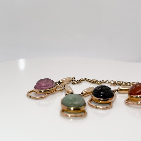 Vintage Estate Gold Filled & Multi-Gemstone Scara… - image 6