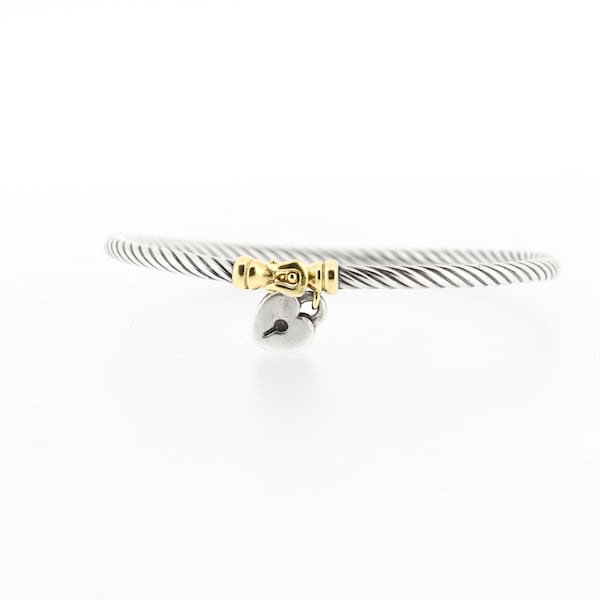 David Yurman sterlingzilveren en 18 kt gouden medaillonarmband, 3 mm