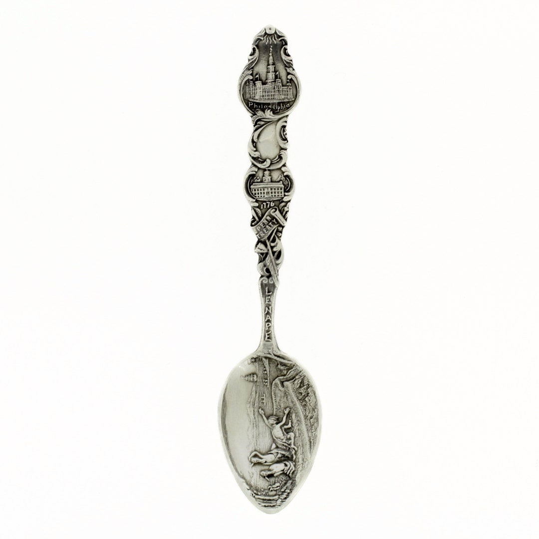 Antique Philadelphia Sterling Silver Souvenir Spoon With Lenape