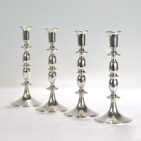 4er Set Mid-Century Modern Sterling Silber Kerzenständer/Kerzenhalter