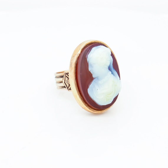 Antique Victorian 14k Gold & Carved Agate Cameo S… - image 4