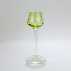 Etched Austrian or German Jugendstil Wine Glass - Moser Art Nouveau Harrach - GL