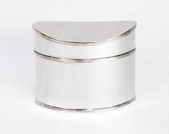 Vintage Tiffany & Co Italian Sterling Silver Navette Shaped Box or Tea Caddy
