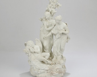 Antique 18th C. English Derby Bisque Figurine of a Sleeping Cupid - P Stephan