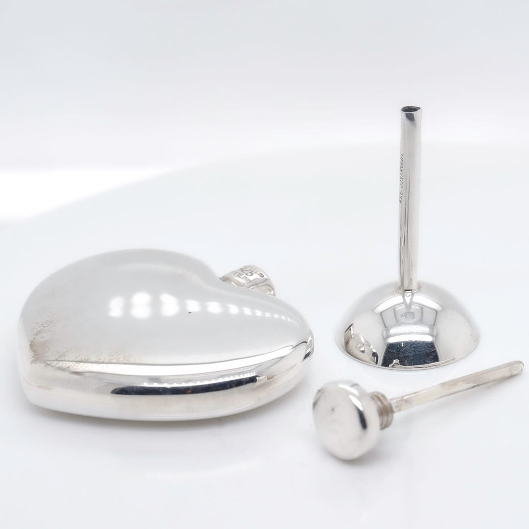 Tiffany & Co. Sterling Silver Heart Shaped Perfume Flask and
