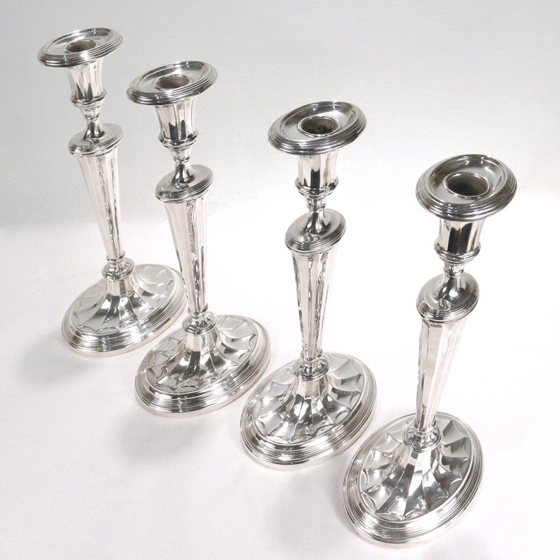 Set of 4 Tall Matched Regency Style Silver Plated Candlesticks - Etsy
