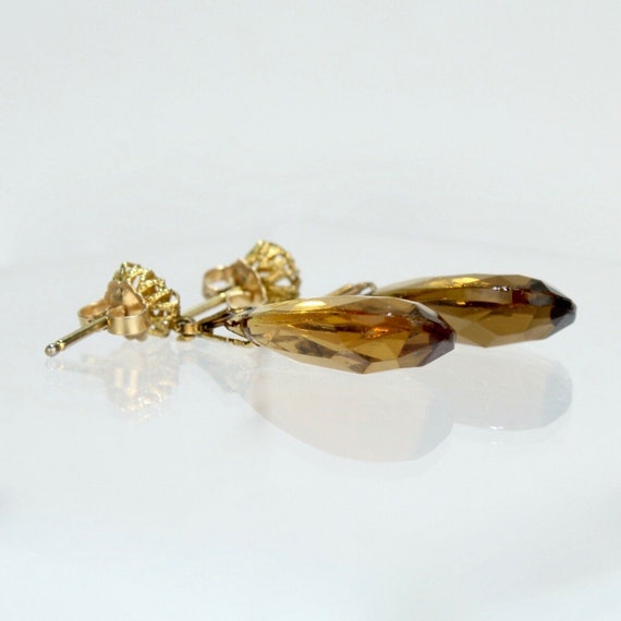 Vintage 14 Karat Gold & Glass Bead Earrings - image 3