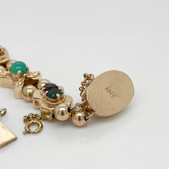 Vintage 14 Karat Gold & Multi-Gemstone Slide Brac… - image 9