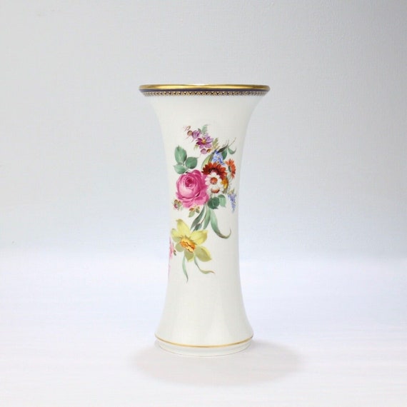大きな古いまたはアンティークのマイセン磁器の花瓶 - コバルトブルー