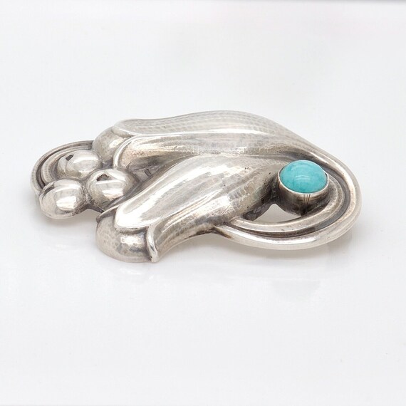 Georg Jensen Sterling Silver Tulip Brooch No. 100B With Amazonite