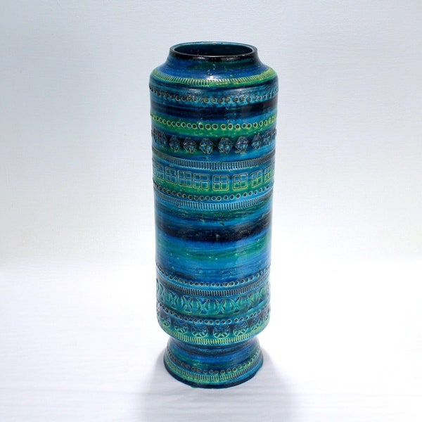 Aldo Londi Mid-Century Bitossi Rimini Blue Pottery Vase for Raymor