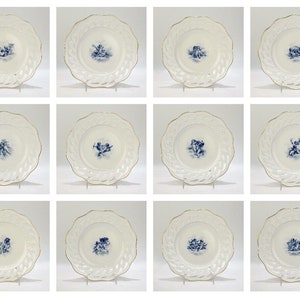 Set of 12 Antique Meissen Porcelain Reticulated Cabinet Plates with Cherubs