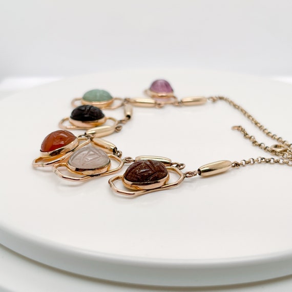 Vintage Estate Gold Filled & Multi-Gemstone Scara… - image 5