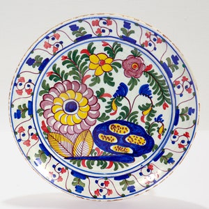 Antique 18th Century De Klaauw Dutch Delft Pottery Floral Plate
