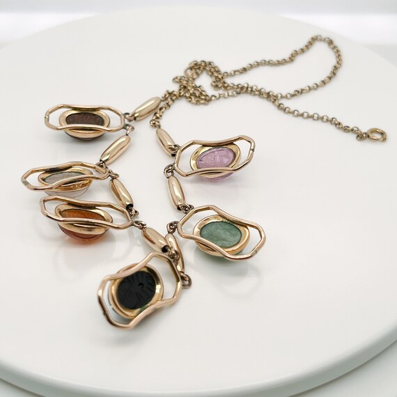 Vintage Estate Gold Filled & Multi-Gemstone Scara… - image 8