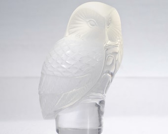 ラリック「シヴァーズ」クリスタルシュエット フクロウ サイン入り