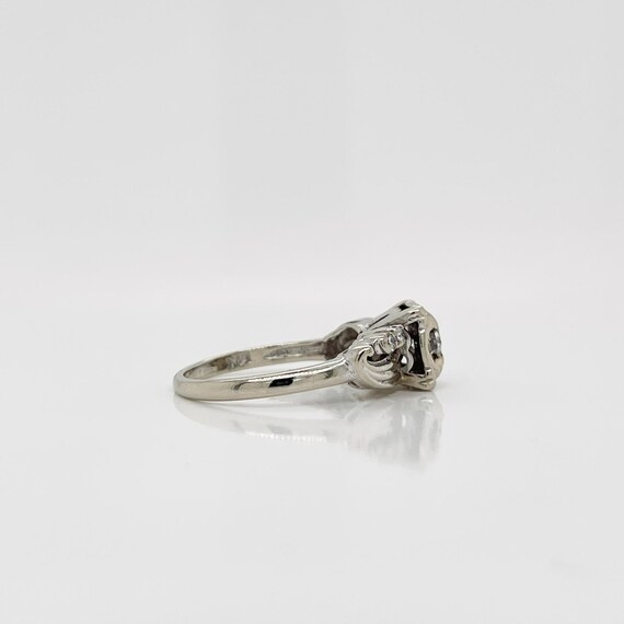 Mid-Century Retro 14k White Gold & Diamond Engage… - image 8