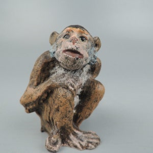 Cold Painted Vienna Bronze of a Seated Monkey or Chimpanzee - Austrian BR