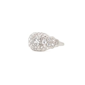 Art Deco 14K White Gold & Natural Diamond Pave-Set Ring