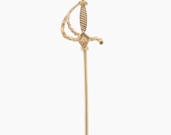 Vintage 14K Gold Figural Rapier or Dueling Sword Stickpin
