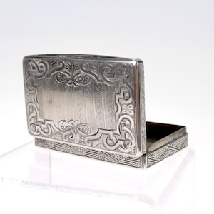 Antique Viennese or Austrian Engine-Turned Silver Card Case or Snuff Box