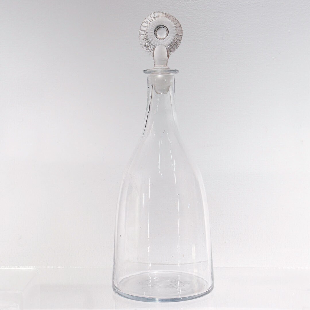 Antique American Glass Taper Wine Decanter & Mold Blown