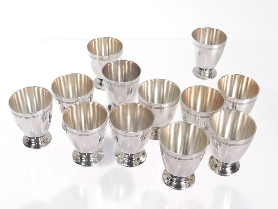 Set of 12 Tiffany & Co Art Deco Sterling Silver Art Deco Shot Cups