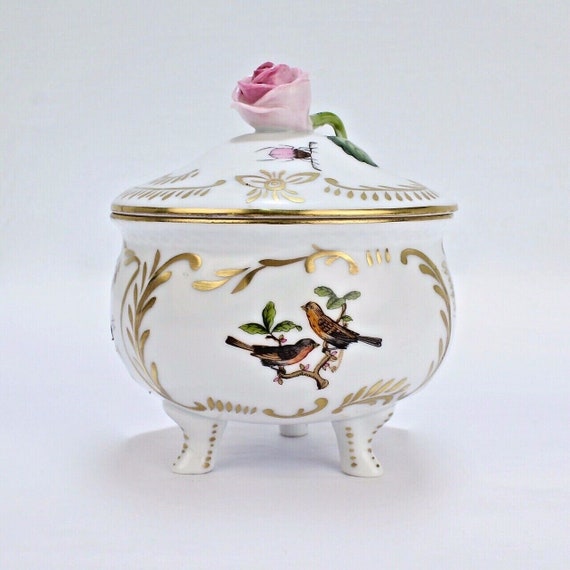 Vintage Herend Porcelain Rothschild Covered Dresser Box - 6044 Ro